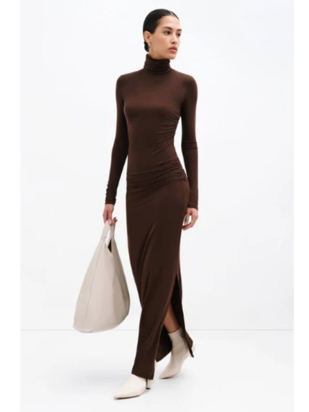 Marcella NYC Baxter Turtleneck Dress in Espresso